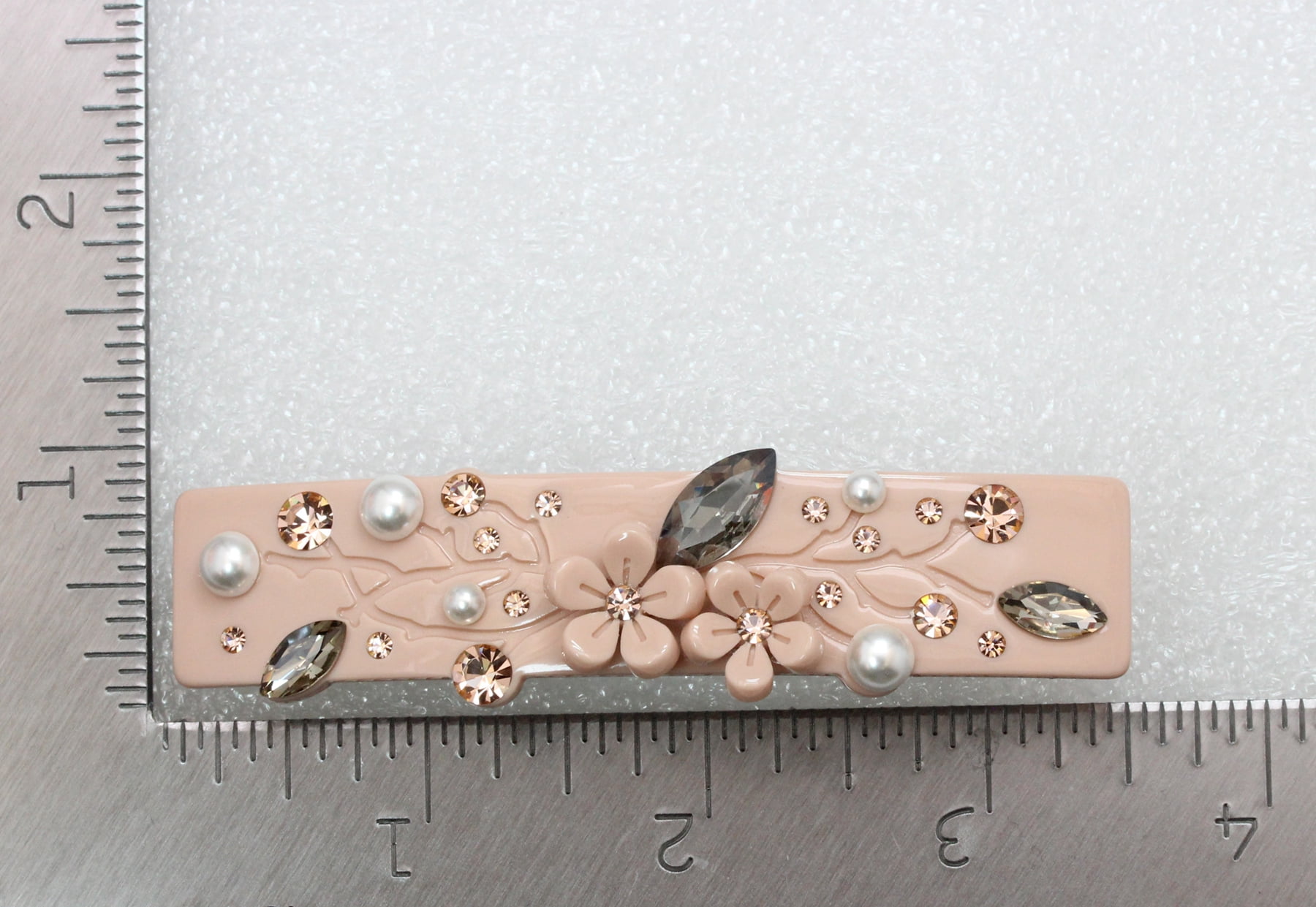 Faship Premium Rhinestone  Crystal Beige Cellulose Acetate Floral Art Deco Hair Claws Clips
