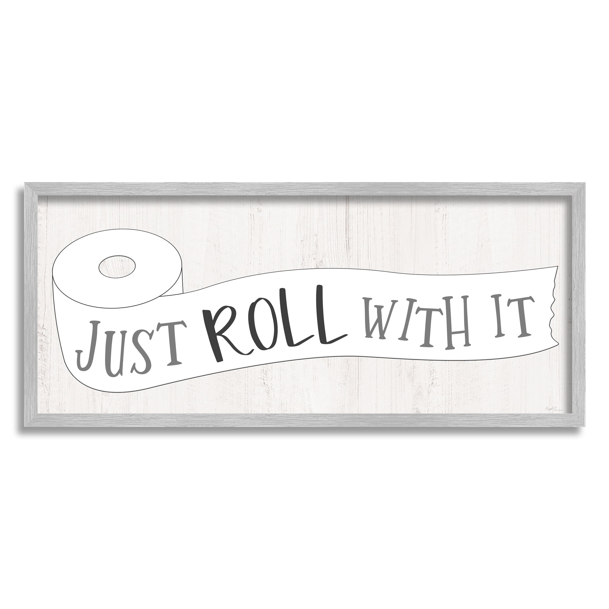 Stupell Industries Roll With It Phrase Charming Country Toilet Paper, 24 x 10, Design by Natalie Carpentieri