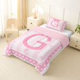 thumbnail image 2 of Manfei Pink Bow Letter G Print Twin Comforter Sets for Girls, Princess Ribbon Bedding Set, Pink Reversible, 2pcs, 2 of 6