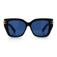 thumbnail image 3 of Womens Minimal Ornate Metal Hinge Thick Plastic Horn Rim Fashion Sunglasses Tortoise - Navy, 3 of 8