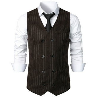 Herrnalise Men's Plaid Business Suit Vest Turndown Single