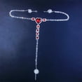 thumbnail image 4 of Rhinestone Panties Thong Summer Beach Bikini Body Chain Crystal Heart Pendant Waist Belly Chain for Women, 4 of 7