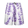 thumbnail image 2 of joogoo Mens Swim Trunks Lavender Flowe Beach Shorts Drawstring Elastic Waist Swimwear Bathing Suits XL, 2 of 7