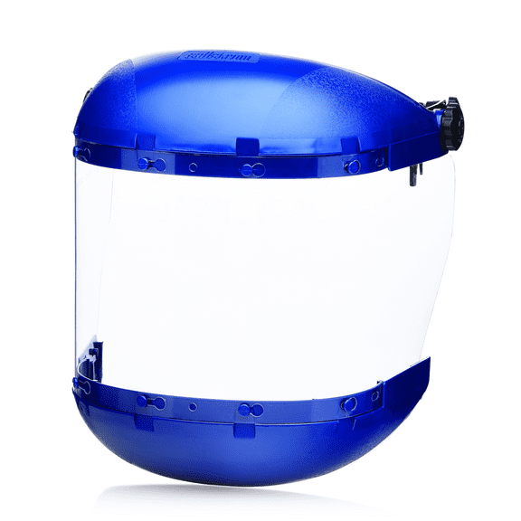 Sellstrom Face Shield - 380 Series - 6.5" x 19.5" x 0.040" Window - Clear - Universal Hard Hat Slot Adapter Headgear - Dual Crown