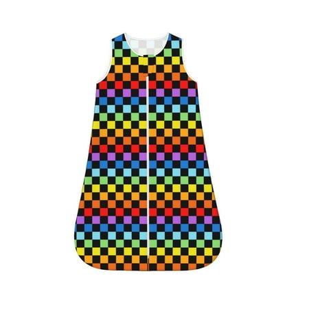 

Cauagu Rainbow Chequerboard for Infant Wearable Blanket Unisex Girl Boy Swaddle Transition Sack - Newborn Essentials Sleep Clothes-Small