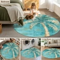 thumbnail image 5 of Green Tree Coastal Beach Round Area Rug 5 FT, Non Slip Bedroom Rugs, Vintage Tropical Plant Washable Soft Circular Carpet Non-Shedding Floor Mat for Kitchen Dining Room Foyer Balcony Dorm, 5 of 8