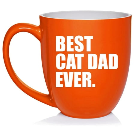 

Best Cat Dad Ever Ceramic Coffee Mug Tea Cup Gift for Him Son Grandpa Husband Brother (16oz Orange)