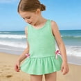 thumbnail image 2 of One Piece Swimsuit For Girls With Bow And Ruffle Skirt Striped Print Girls Swimsuit Kids Bathing Suits 12-24 Months, 2 of 7