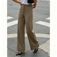 thumbnail image 5 of Women's Soft Nylon Spandex Wide Leg Pants, High Waist Drawstring Elastic Waist Tummy Control, Loose Fit with Pockets, Summer Beach Vacation Daily Travel Work | TruHer,Brown L, 5 of 6