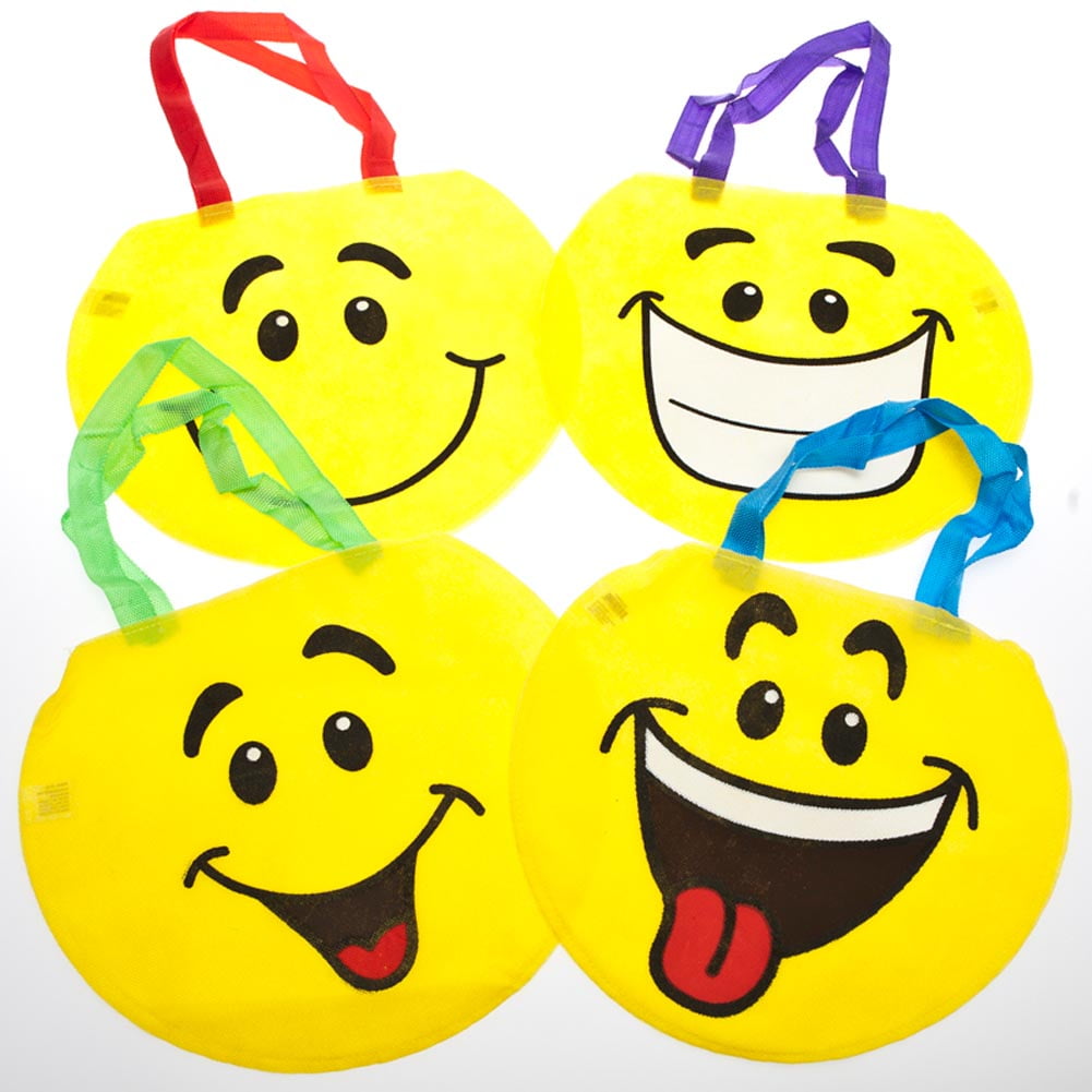 12 Smile Happy Face Cellophane Cello Treat Goody Bags Birthday Party Favors 