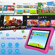 Kids Tablet 10 inch, Android Tablet for kids, IPS HD Display 1280 X 800, 2GB+32GB ROM, Games, Wi-Fi, Parental Control, Dual Cameras, Tablet Silicone Case, Gift for girls(Pink)