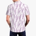 thumbnail image 3 of Balery Lavender Flowers Printed Men’s Short Sleeve Polo Shirt, Midweight Men's Shirt,Golf Polo shirts -Small, 3 of 8