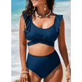 thumbnail image 2 of Conjunto de bikini Aleumdr, traje de baño de cintura alta con volantes para mujer, 2 of 6