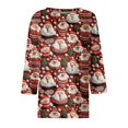 thumbnail image 5 of WTOBBY Women's Casual Round Neck 3/4 Sleeve Loose Printed T-Shirt with Christmas Elements, Ladies Holiday Theme Top for Everyday Wear, Comfortable Fashion Blouse,Red S, 5 of 6