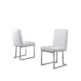 thumbnail image 1 of Simplistic White Faux Leather Side Chairs with Silver Chrome Base (Set of 2), 1 of 4