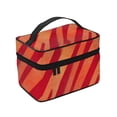 thumbnail image 4 of Handbag Travel Bag Cosmetic Bag 9×6.3×6.7in Multi-Function Bag Large Capacity For Camping Travel Family Travel Orangered Stripe_3, 4 of 6