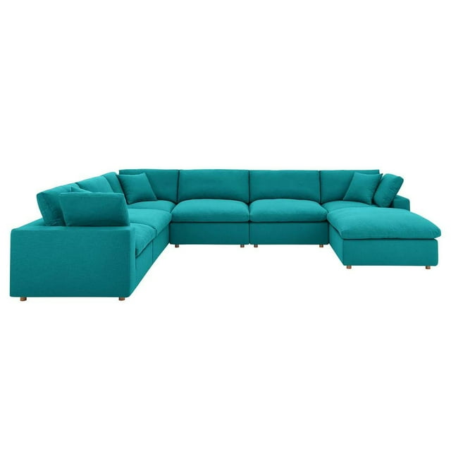 Modway Commix Sectionnel 7 Pcs Surrempli Garni de Duvet, Turquoise