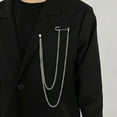 thumbnail image 3 of Eosunjian Men Brooch Long Chain High-end Fine Workmanship Hollow Out Rhinestone Decor Match Clothes Luxury Polished Coat Collar Pin Men Clothes Accessories Silver, 3 of 13