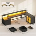 thumbnail image 2 of SEDETA L Shaped Gaming Desk, 78 Inch Large Computer Desk with Drawers and Cabinets, Corner Gaming Desk with Power Outlet & LED Light, Writing Desk with Display Cabinet for Home Office, Black, 2 of 7