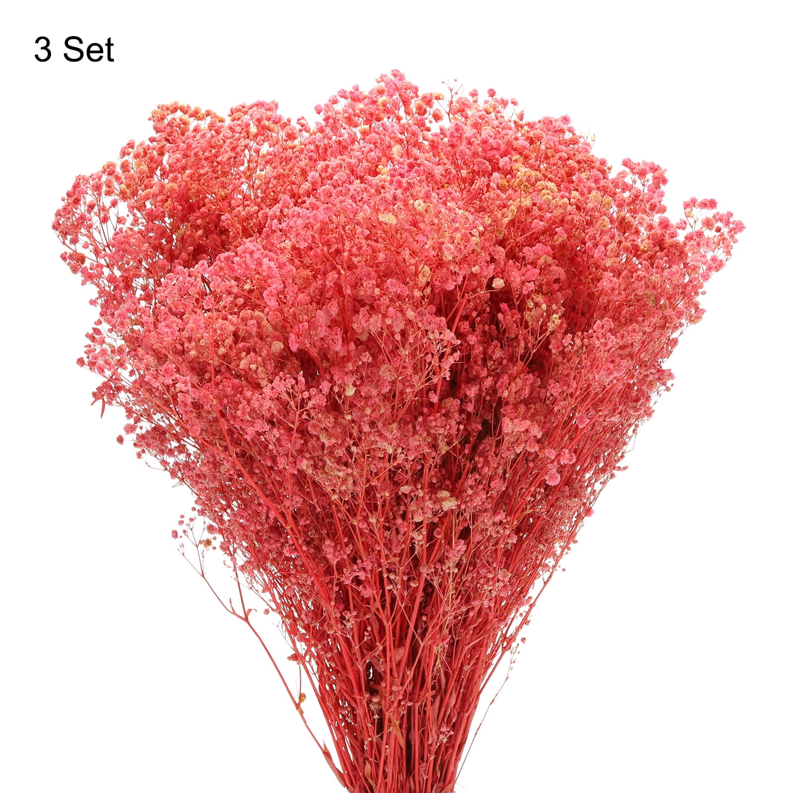 Dried Baby's Breath Flower 17 Inch Pink Natural Baby's Breath Branches for Wedding Party Home Decoration 3 Pcs
