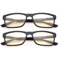 thumbnail image 3 of 2 Pack Newbee Fashion - Blue Light Blocking Glasses, Computer Glasses Reduce Eyestrain, Rectangular Plastic Frame High Fashion Clear Lens Glasses for Men, Women, Matt Black, 3 of 3