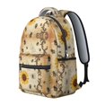 thumbnail image 2 of Sunflower and Bee Scroll Cream Pattern Backpack for School, Cute School Bag with Adjustable Shoulder Straps and Padded Back, 15.3"x11"x7.1", 2 of 4