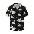 thumbnail image 4 of Uemuo Swan And Dragonflies Pattern Cotton Linen Short Sleeve Shirts,Casual Lightweight Button Down Shirts,Vacation Beach Summer Tops-XX-Large, 4 of 7