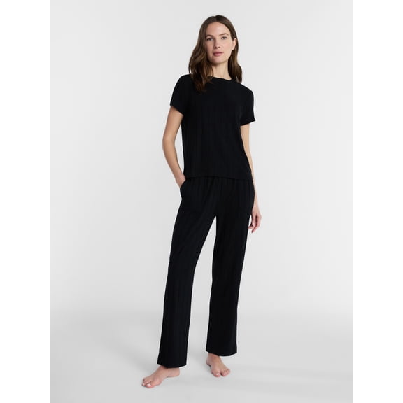 Lissome Women's Rib Knit Top and Pants Pajama Set, 2-Piece, Sizes S-3X