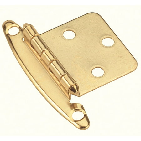 - Variable Overlay Non Self-Closing, Face Mount Polished Brass Hinge - 2 Pack