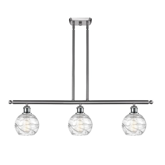516-3I-SN-G1213-6 Innovations Lighting Athens Deco Swirl - 3 Light Island In Industrial Style-9 Inches Tall and 36 Inches Wide-Brushed Satin Nickel