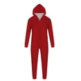 thumbnail image 3 of QIUOMBBP Couple Matching Holiday Onesie Pajamas Christmas Long Sleeve Hooded One Piece Jumpsuits Sleepwear, Red, M, 3 of 6