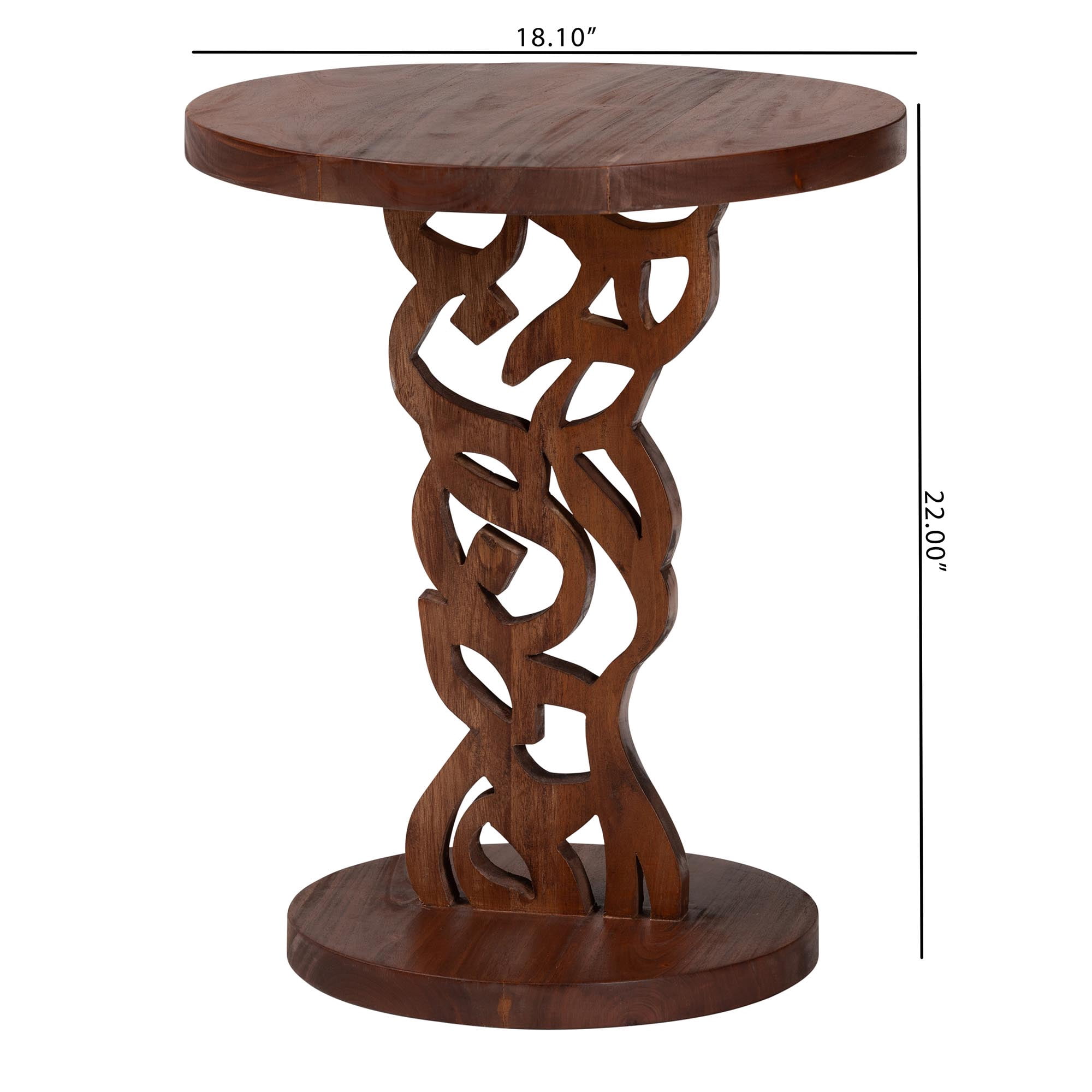 bali & pari Donna Rustic Nightstand, Mahogany Brown