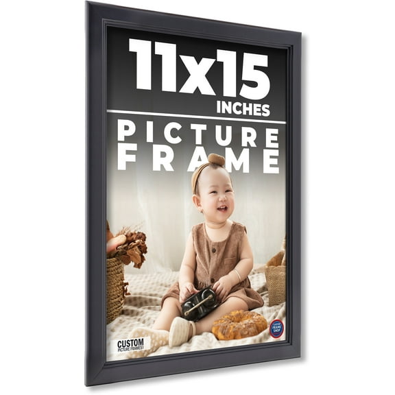 11x15 Frame Black Picture Frame - Complete Modern Photo Frame Includes UV Acrylic Shatter Guard