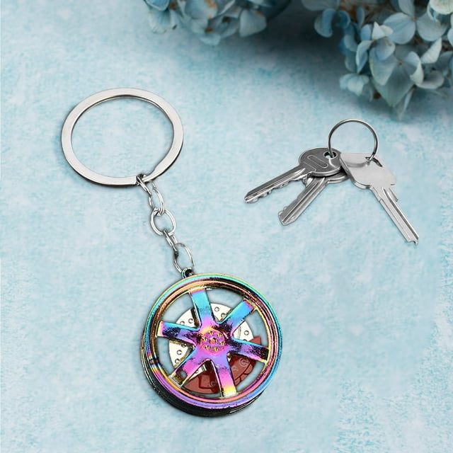 5Pcs Car Wheel Keychain, Vacemry Car Wheel Keychain, Alloy Tire Rim Keychain Pendant, Car Parts Model Key Chain, Car Keyring Pendant, Gift Pendants for Men Women, Car Keys Decor