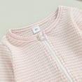 thumbnail image 4 of Okbabeha Baby Girls Waffle Knit Zipper Rompers Crew Neck Long Sleeve Zip Up Onesie Newborn One Piece Jumpsuits Fall Clothes, 4 of 7