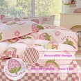 thumbnail image 4 of CinYana Pink Strawberry Duvet Cover,3 Pcs Kids Duvet Cover Set,Soft Reversible Comforter Cover,Kawaii Bedding Set for Girls Women Boys, 4 of 5
