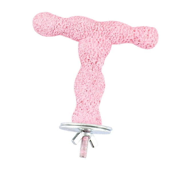 Soporte para percha de loro, juguete para jaula de pájaros, fácil de instalar, portátil, para jaula de pájaros, pata de percha Rosa