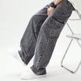 thumbnail image 4 of Mercatoo Teen Boys Cargo Jeans Stretchy Baggy Versatile Straight Elastic Waist Washed Denim Pants Youth Loose Relaxed Streetwear, 4 of 8