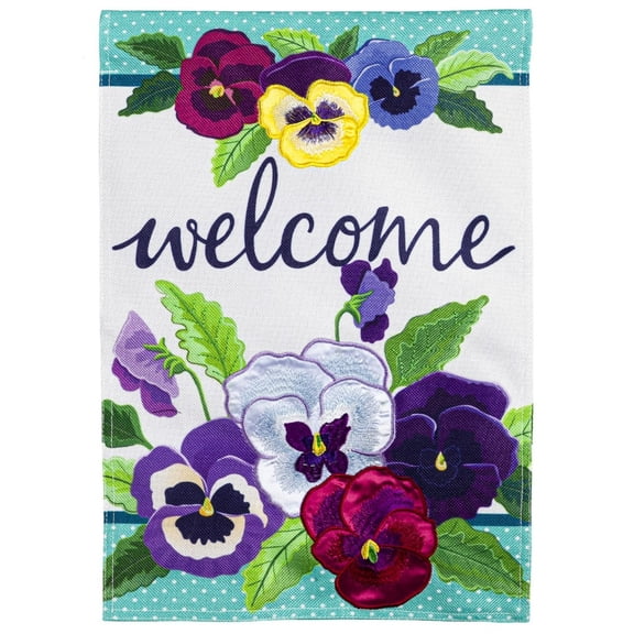Pansy Garden Spring Banner 2 Sided Burlap House Flag