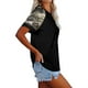 thumbnail image 2 of Mujer Cuello Redondo Top Manga Corta Empalme Tipo Suelto Camiseta Casual Para Ropa De Verano Negro L, 2 of 5
