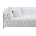 thumbnail image 2 of Benjara Two Piece Leatherette Upholstered Tufted Sofa Set with Accent Pillows and Steel Feet, White, 2 of 3