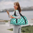 thumbnail image 2 of Japuie Teal Turquoise And White Polka Dot Print Travel Duffel Bag,Sports Tote Gym Bag,Hand Travel Bag,Tote Carry on Luggage,Weekender Overnight Bag for Women and Men, 2 of 6