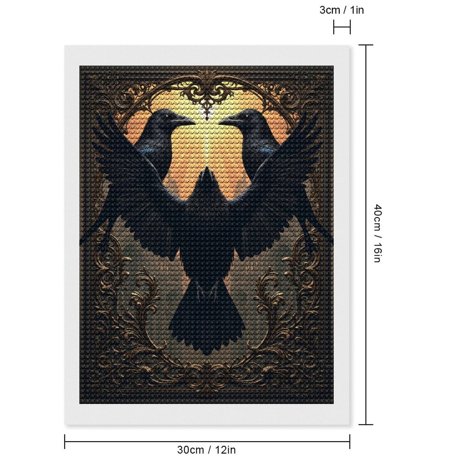 Diamond Art Kits for Adults, Gothic Ravens Ornate Frame Birds 5D Diamond Painting Kits for Adults Beginners, DIY Full Drill Diamond Painting, Gem Art and Crafts 12x16