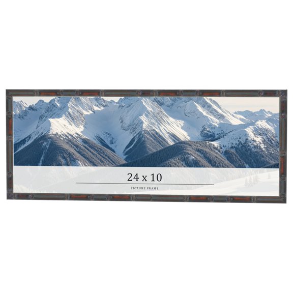 24x10 Frame Brown Bamboo with Dark Coffee/Walnut Finish | Solid Wood Picture Frame Width 0.75