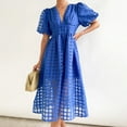thumbnail image 2 of Ketyyh-chn99 Robes Femmes Fête Grande Taille Robe Soleil Robes pour Femmes Manche à Volants Superposition Évasée Robe Mini Bleu,TG, 2 of 4