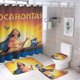 thumbnail image 1 of Juego de 4 cortinas de ducha Pocahontas con alfombrillas antideslizantes, tapa de inodoro y alfombrilla de baño, cortina de ducha impermeable con decoración de dibujos animados para baño con 12, 1 of 8