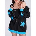 thumbnail image 4 of Women Y2k Zip Up Hoodies Stars Pattern Long Sleeve Jacket Casual Oversized Sweatshirts for Teen Girl, 4 of 7