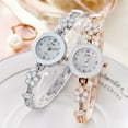 thumbnail image 5 of Women Wrist Quartz Watch Round Small Dial Number Easy Read Floral Chain Buckle Classic Vintage Stainless Steel Strap Silver, 5 of 5