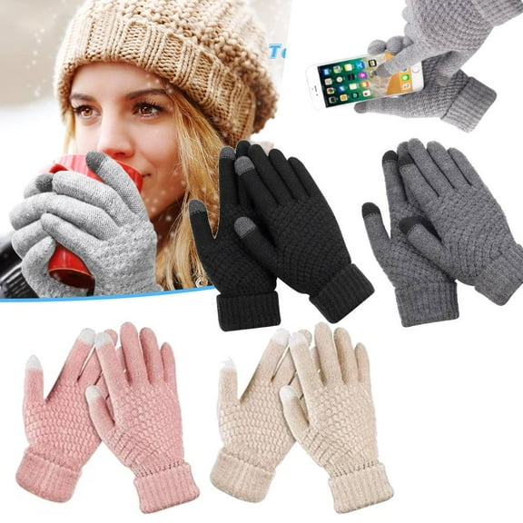 4 Pairs Winter Gloves,Touch Screen Gloves,Soft Warm Knit, Elastic Cuff for Women and Men Winter Cycling, Driving,Texting