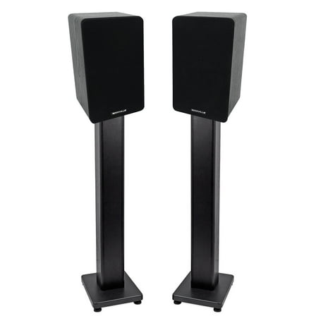 Pair Rockville RockShelf 54B Black 5.25" Home Bookshelf Speakers   36" Stands